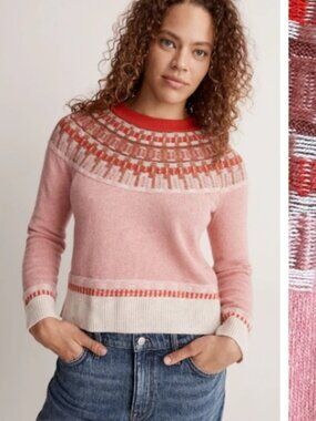 Madewell M Fair Isle Mayer Wool Blend Pullover Knit Heather Blossom Sweater